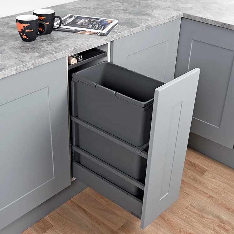 MERIVO-BIN Base 300mm waste drawer with Blum MERIVOBOX, large bin container and odour shelf