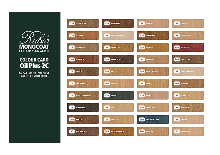 Rubio Monocoat Oil Plus 2C colour swatch card