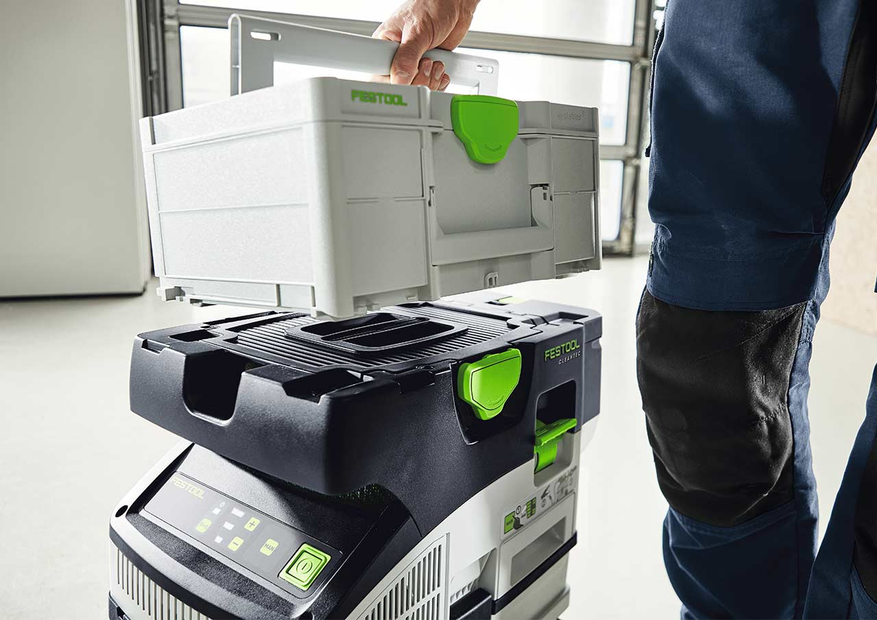 Systainer attached to the CTLC MIDI I cordless dust extractor