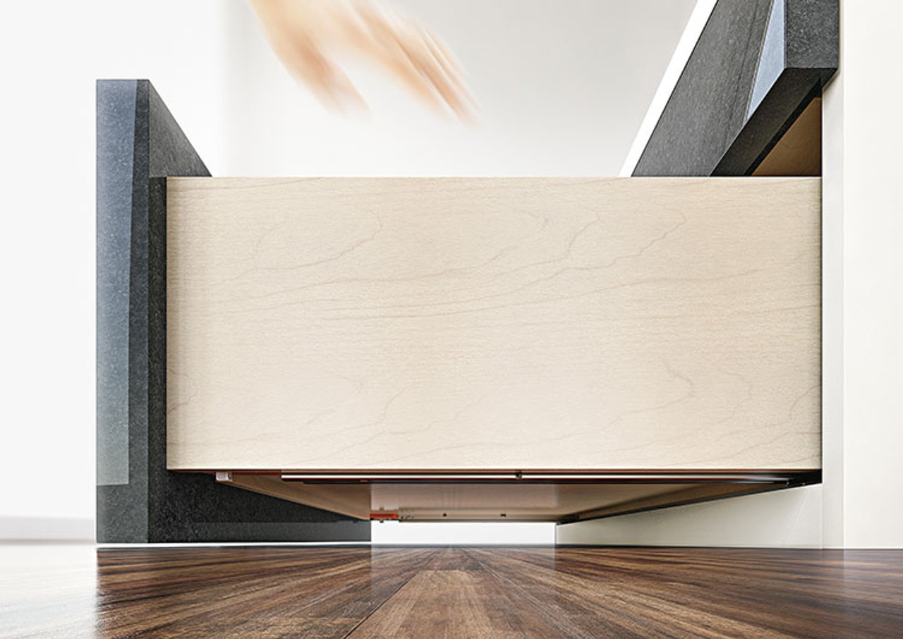 Concealed TANDEM undermount runners – Wooden drawer shown with required locking device