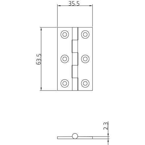 SIMONSWERK 0960 Butt Hinge 63 x 35mm