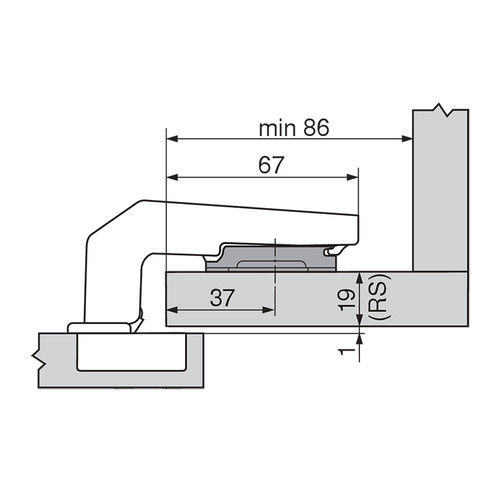 Blind Corner Hinge for Overlay Applications