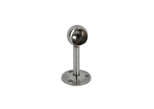 Round wardrobe hanging rail stop end support in brushed stainless steel Round wardrobe hanging rail stop end support in brushed stainless steel