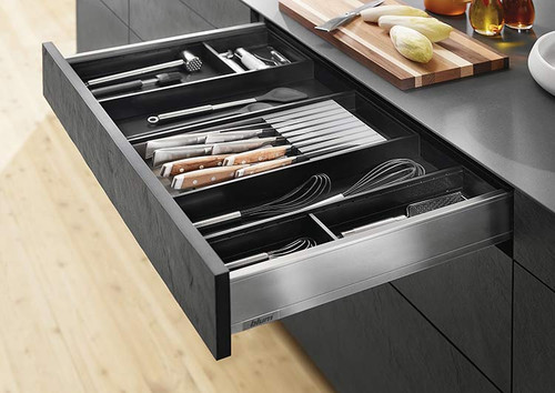Blum Knife holder ZC7M0200 Orion grey installed in Legrabox drawer