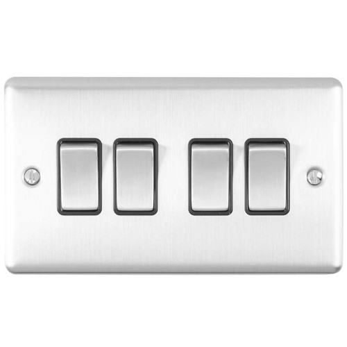 Enhance 4 gang light switch in satin stainless steel Enhance 4 gang light switch in satin stainless steel