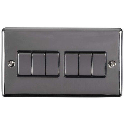 Enhance decorative 6 gang light switch in black nickel