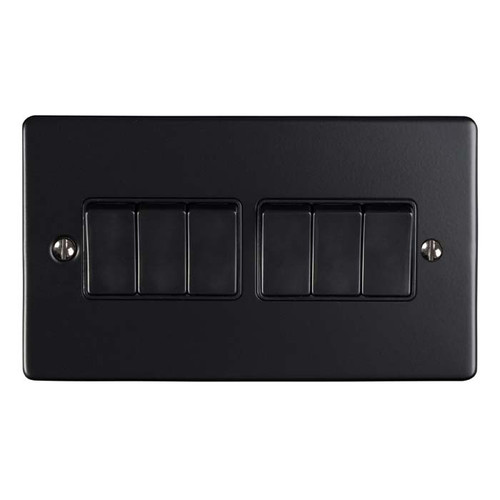 Enhance decorative 6 gang light switch in matt black