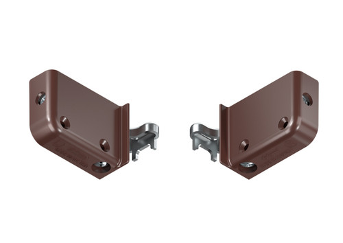 Blum's brown wall cabinet mounting brackets. Elegantly designed for a secure and adjustable installation