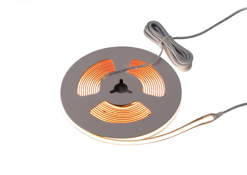Sensio Polar LED flexible strip light, available on a 5mtr reel, features leads on both ends, with one end per 2mtr reel. This versatile lighting solution is ideal for various applications, providing ample length for creative installations
