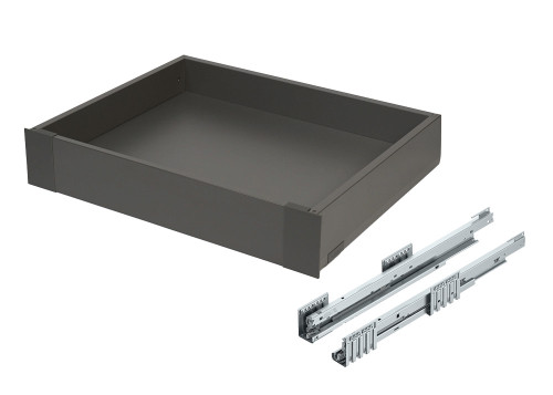 Blum MERIVOBOX M height (91mm) inner drawer for 450mm wide cabinets, with full-extension soft-close runners and fitted inner front