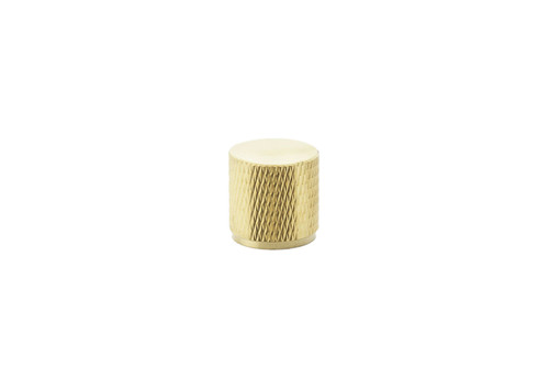 Alexander & Wilks AW800-20-SBPVD Brunel Knurled Cabinet Knob in satin brass PVD finish, solid brass construction with fine diamond-cut knurled grip