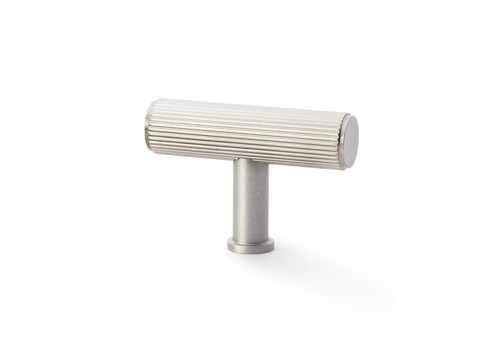 Alexander & Wilks AW801R-55-SN Crispin Reeded T-Bar Cabinet Knob in 55mm satin nickel