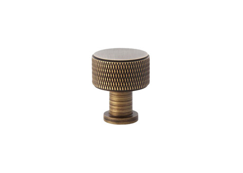 Alexander & Wilks AW807K-29-AB Lucia Knurled Cabinet Knob in 29mm antique brass