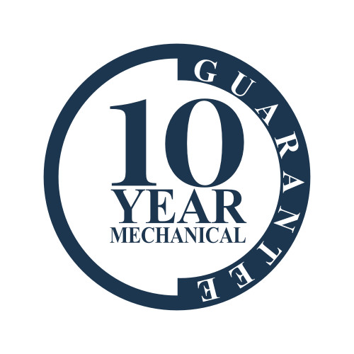 Alexander & Wilks 10-Year Mechanical Guarantee badge, representing tested reliability and long-lasting performance of hardware components