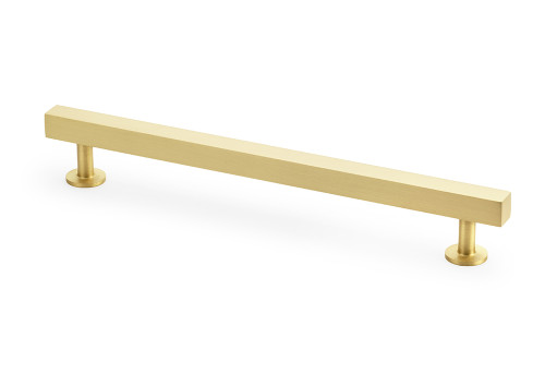AW815 Alexander & Wilks square T-bar pull handle in satin brass with solid brass construction and 160mm & 192mm fixing centres