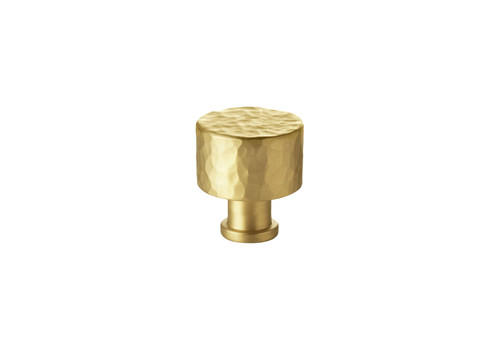 Alexander & Wilks AW816-30-SB Leila hammered satin brass cabinet knob, 30mm solid brass design with textured dimpled face for cabinetry