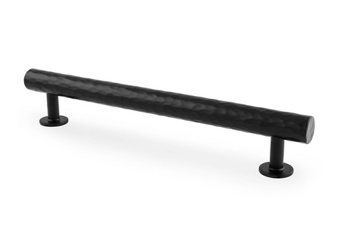 Black hammered T-bar pull handle with textured solid brass design and 160mm fixing centres