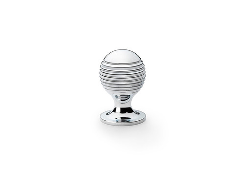 Alexander & Wilks AW832-25 Caesar polished chrome cupboard knob, 25mm round ringed design with rose base