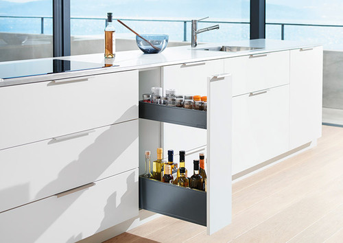 Blum LEGRABOX SPACE TWIN base pull-out unit for 250mm kitchen cabinets in Orion grey