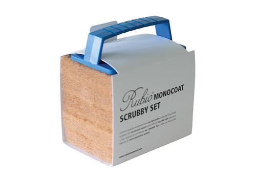 Rubio Monocoat beige scrubby set with scrubby holder