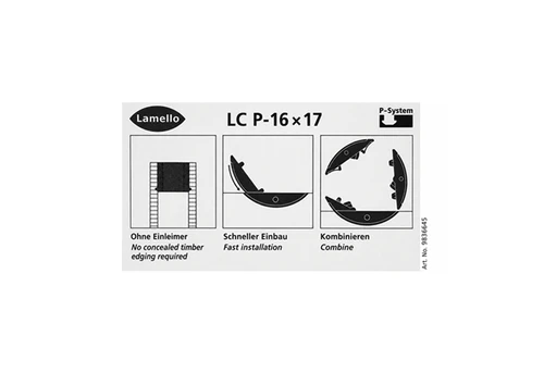 Lamello LC P-16 x 17 connector demonstration in lightweight panel