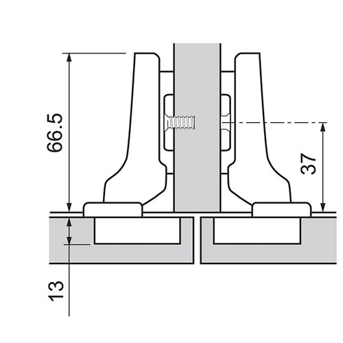 Diagram illustrating a dual (half overlay) hinge application