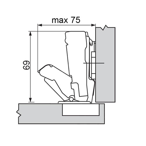 Diagram illustrating a dual (half overlay) 170° hinge application