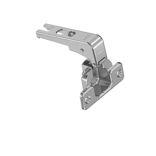 99M9550 MODUL Blind corner hinge for inset doors, showcasing its steel/nickel finish and 95° opening angle.