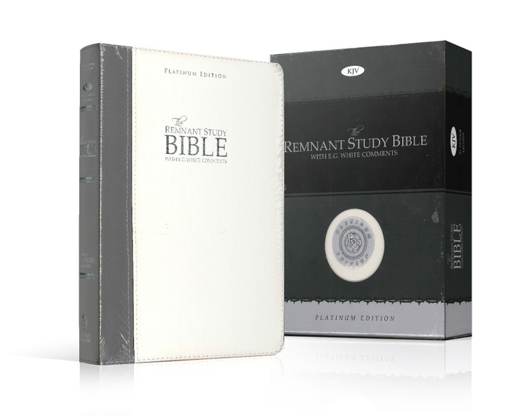 KJV Bible - Platinum Edition Remnant Study Bible - Genuine Leather White/Grey (Bible)