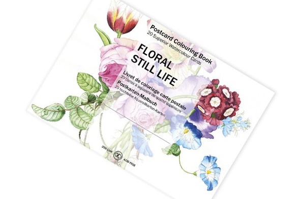 Watercolour Postcard Colouring Book Floral Still Life