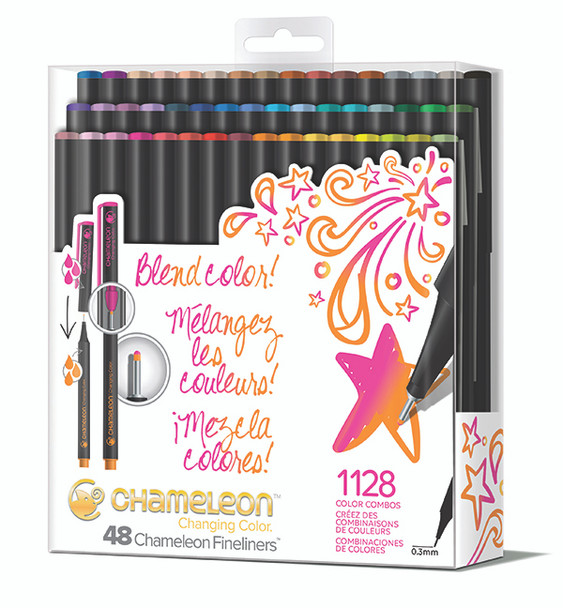 Chameleon Pack of 48 Pen Brilliant Colours Set Fineliners