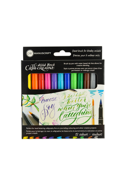 Manuscript  Aqua Brush Markers - Pack of  12