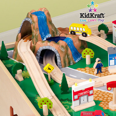 KidKraft Waterfall Train Table & 120 Piece Train Set