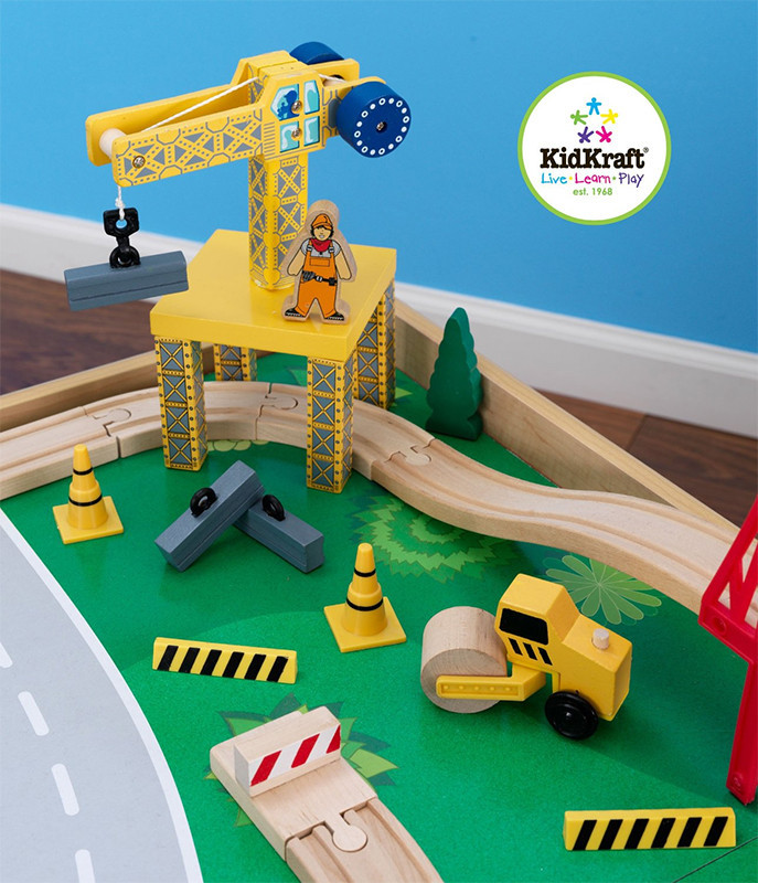KidKraft Waterfall Train Table & 120 Piece Train Set