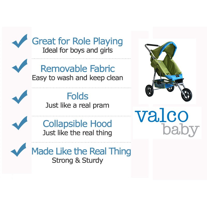 mini marathon lime aqua boys doll pram features