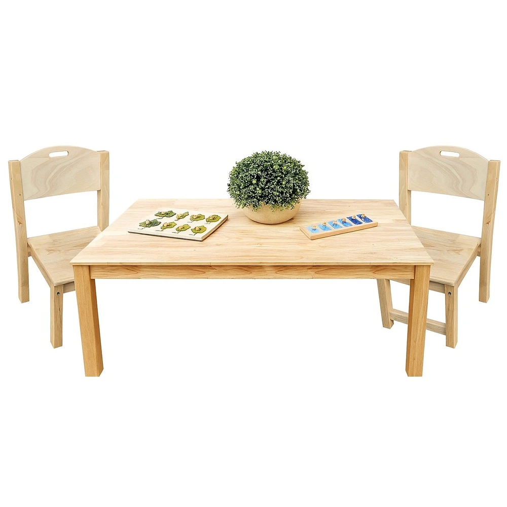 natural kids rectangle table and large chairs solid wood