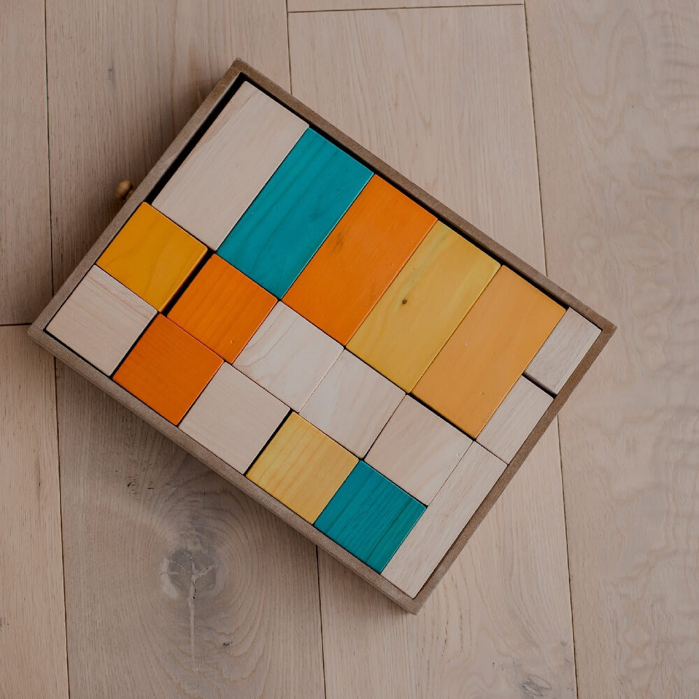 qtoys wooden block set tray 6