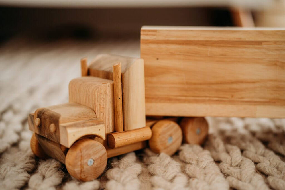 wooden cargo truck toy