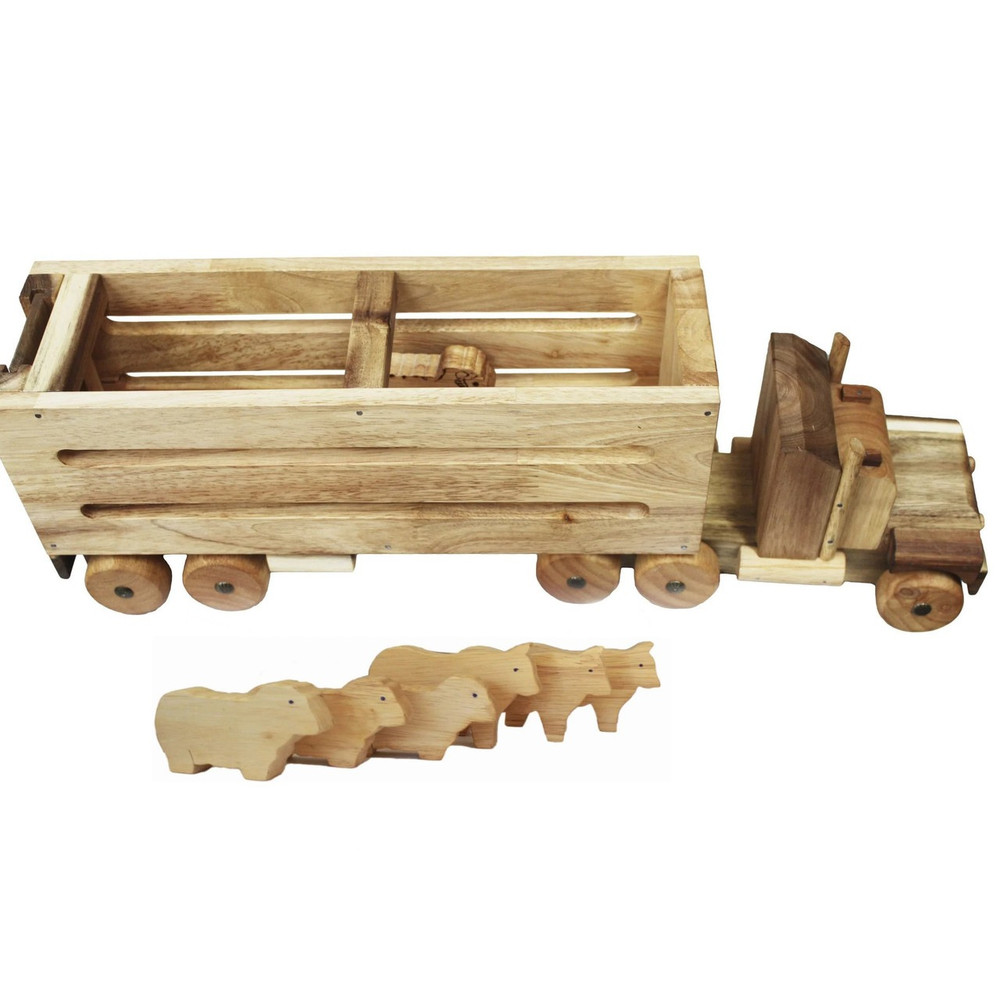 wooden cattle truck with cows and sheep