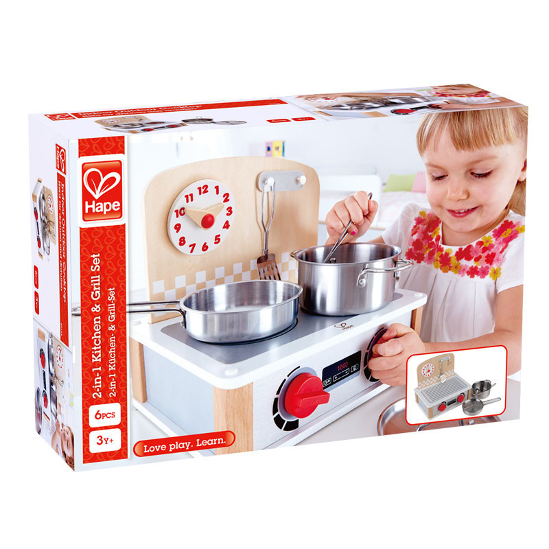 packaging for hape 2 in 1 kitchen and grill set