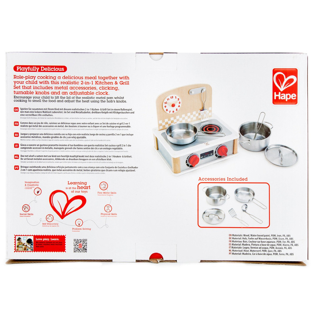 accessories included in cook top grill kitchen set by hape