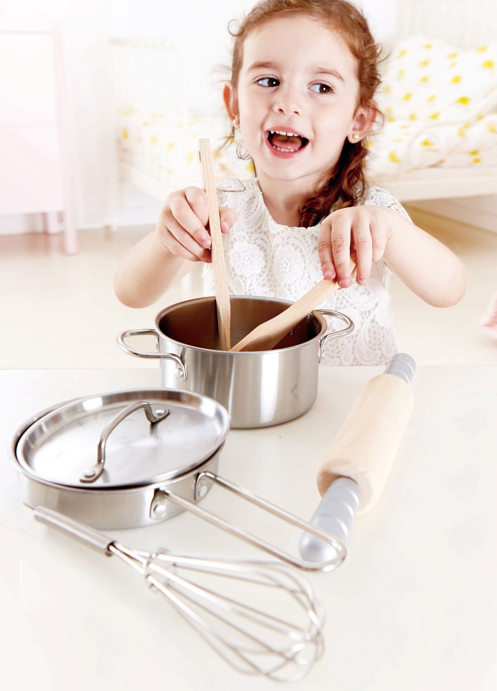 Chef\'s Cooking Set - metal pretend play kitchen cooking set