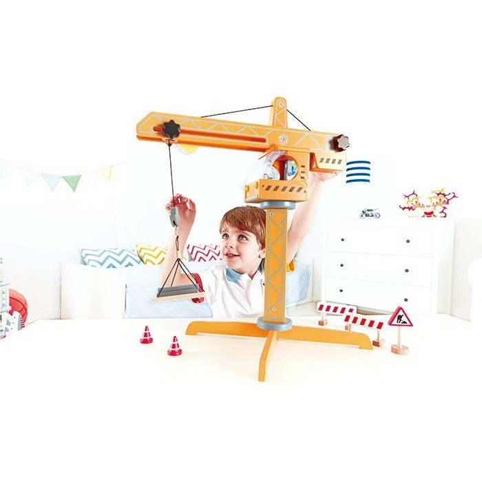 Hape Crane Lift Kid Playing