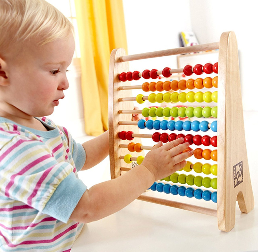 Hape Rainbow Bead Abacus - Kid Playing