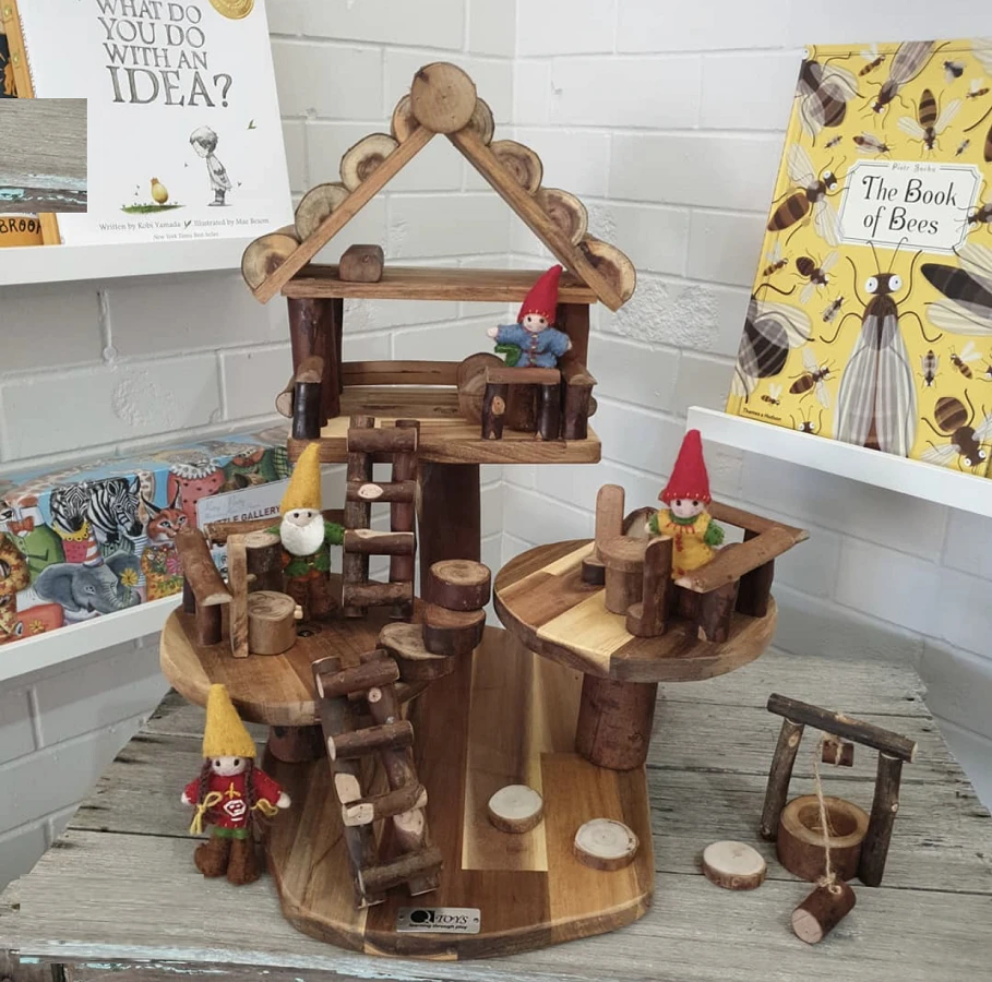 large wooden treehouse set up
