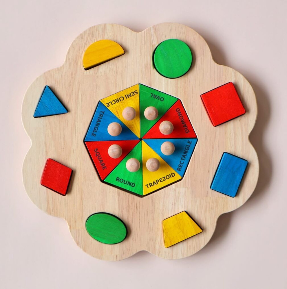 name a shape flower wooden puzzle