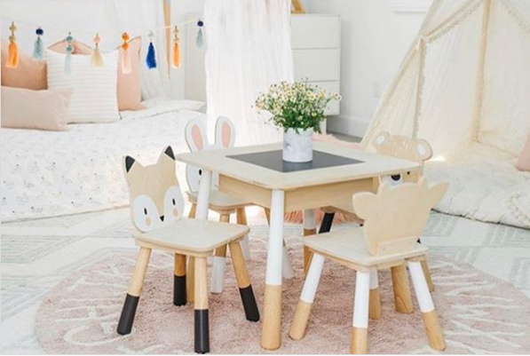 table and deer chairs