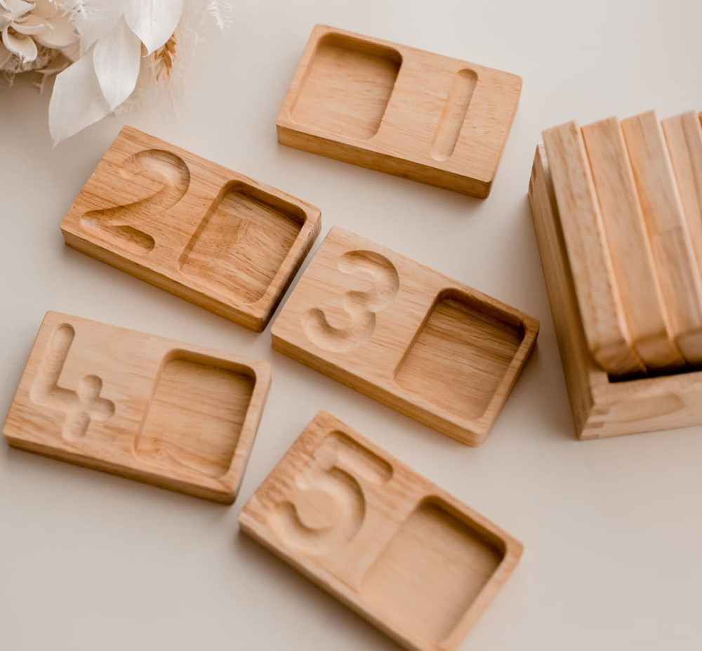 wooden counting trays