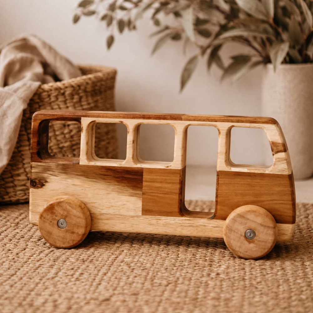 natural wooden bus