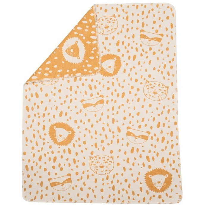 David Fussenegger Gold Leopard, Raccoon & Lion Juwel Bassinet Blanket1
